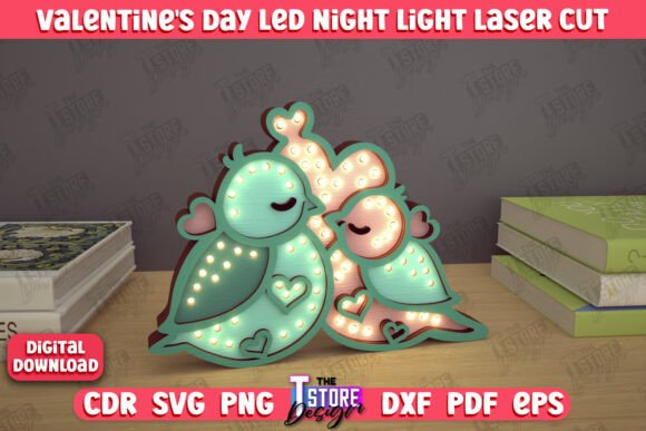 Download Valentine's Day Layered Led Lamp | Birds - Red Collection