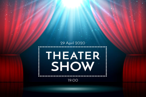 Download Open Red Curtains on Stage Illuminated by Spotlight - Red Collection