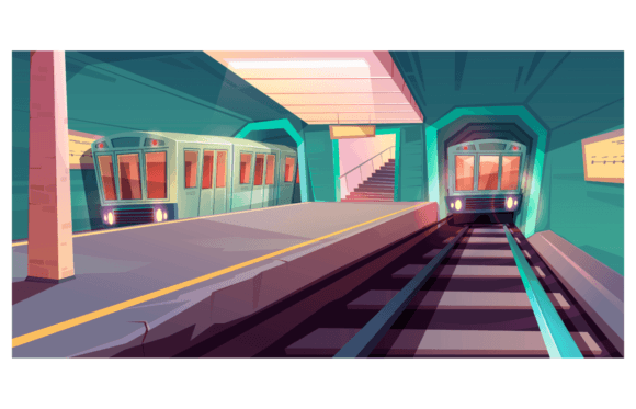 Download Metro Station, Arriving Train to Empty Subway Platform from an Underground Tunnel - Tunnel Collection
