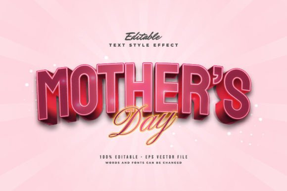 Download Mother's Day Text in Red and Glow Effect - Red Collection