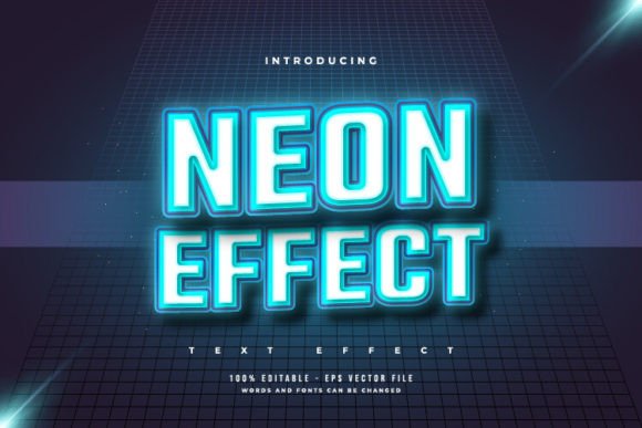 Download Text Effect in Blue Neon Style - Text effect Collection