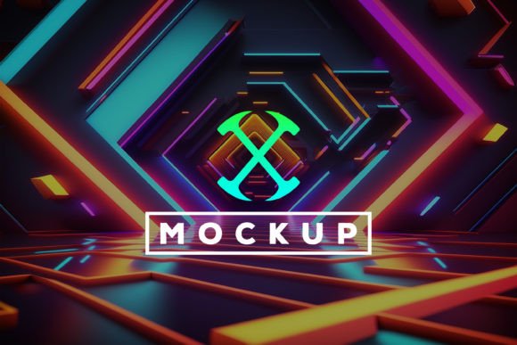 Download Logo Mockup with Neon Tunnel Background - Tunnel Collection