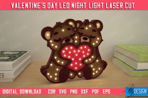 Download Valentine's Day Layered Led Lamp | Bears - Red Collection