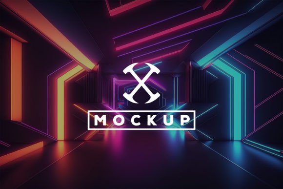 Download Logo Mockup with Neon Tunnel Background - Tunnel Collection