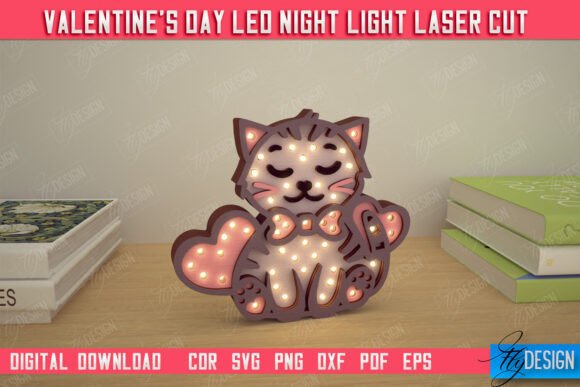 Download Valentine's Day Layered Led Lamp | Cat - Red Collection