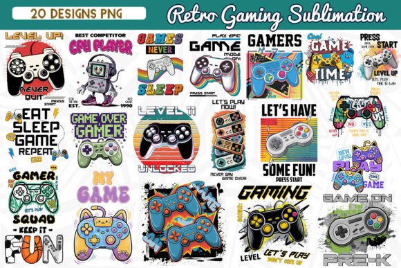 Download Retro Gaming Sublimation Bundle - Gaming Collection
