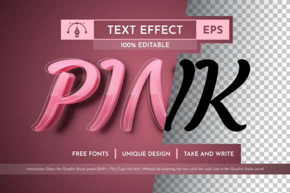 Download Pink Editable Text Effect, Graphic Style - Text effect Collection