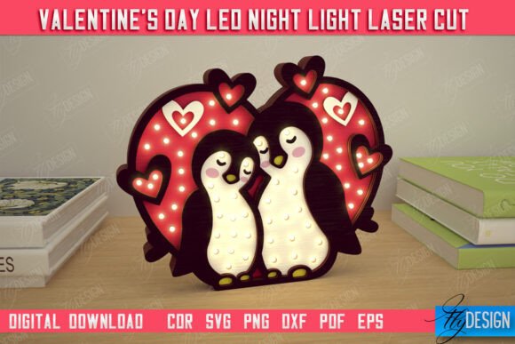 Download Valentine's Day Layered Led Lamp|Penguin - Red Collection